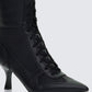Blaze Black Knee High Boxing Heeled Boot