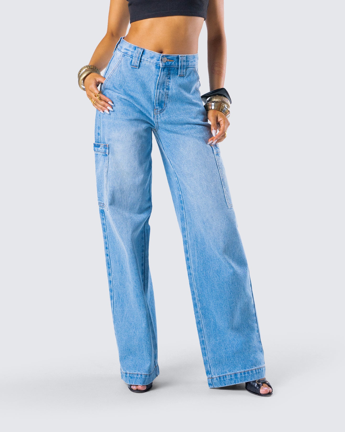 Blossom Blue Cargo Denim Pant