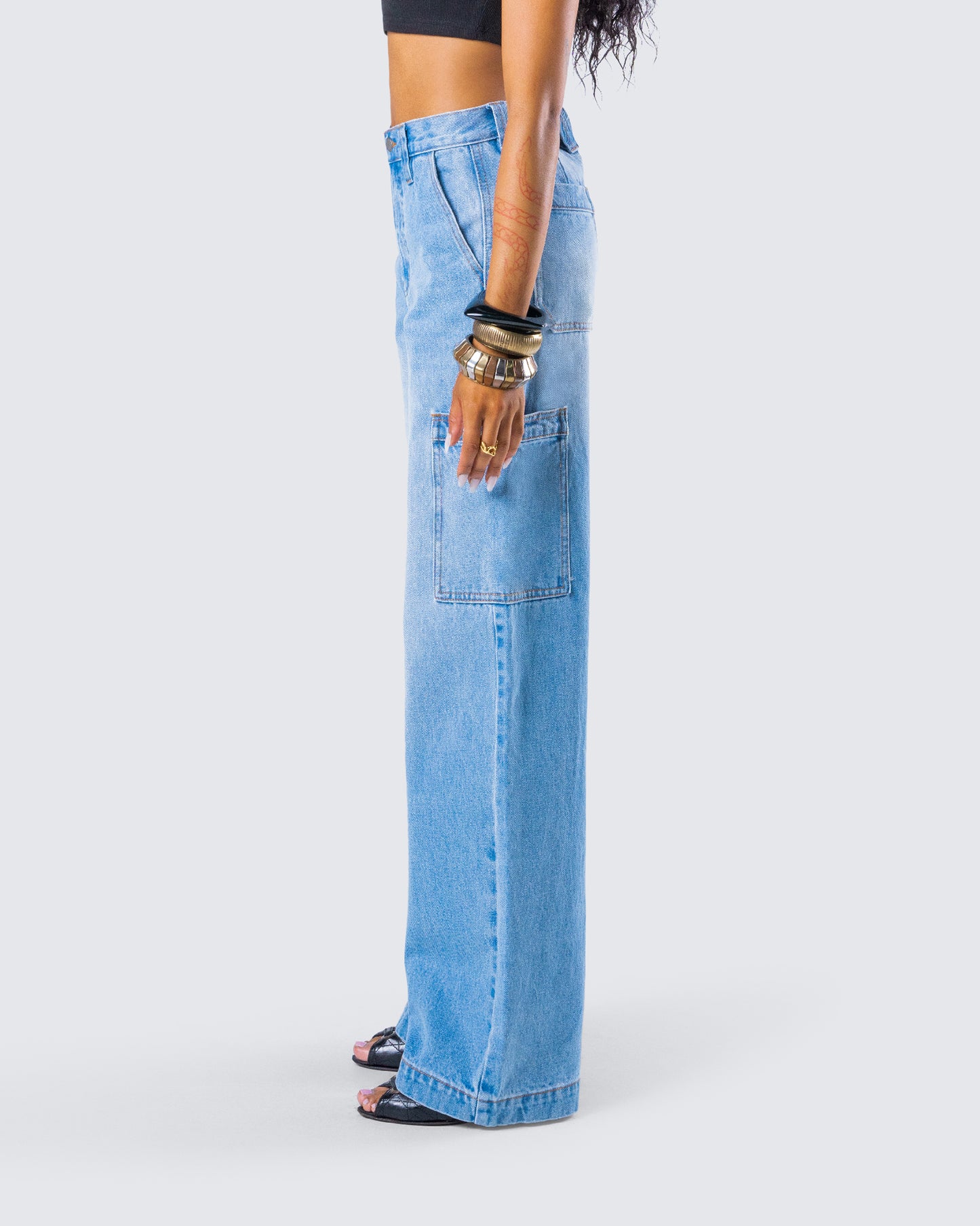 Blossom Blue Cargo Denim Pant