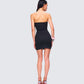 Bodhi Black Satin Bow Mini Dress
