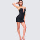 Bodhi Black Satin Bow Mini Dress