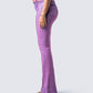 Janice Pink Mid Rise Flared Jean