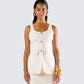 Branca Ivory Scoop Neck Vest model front