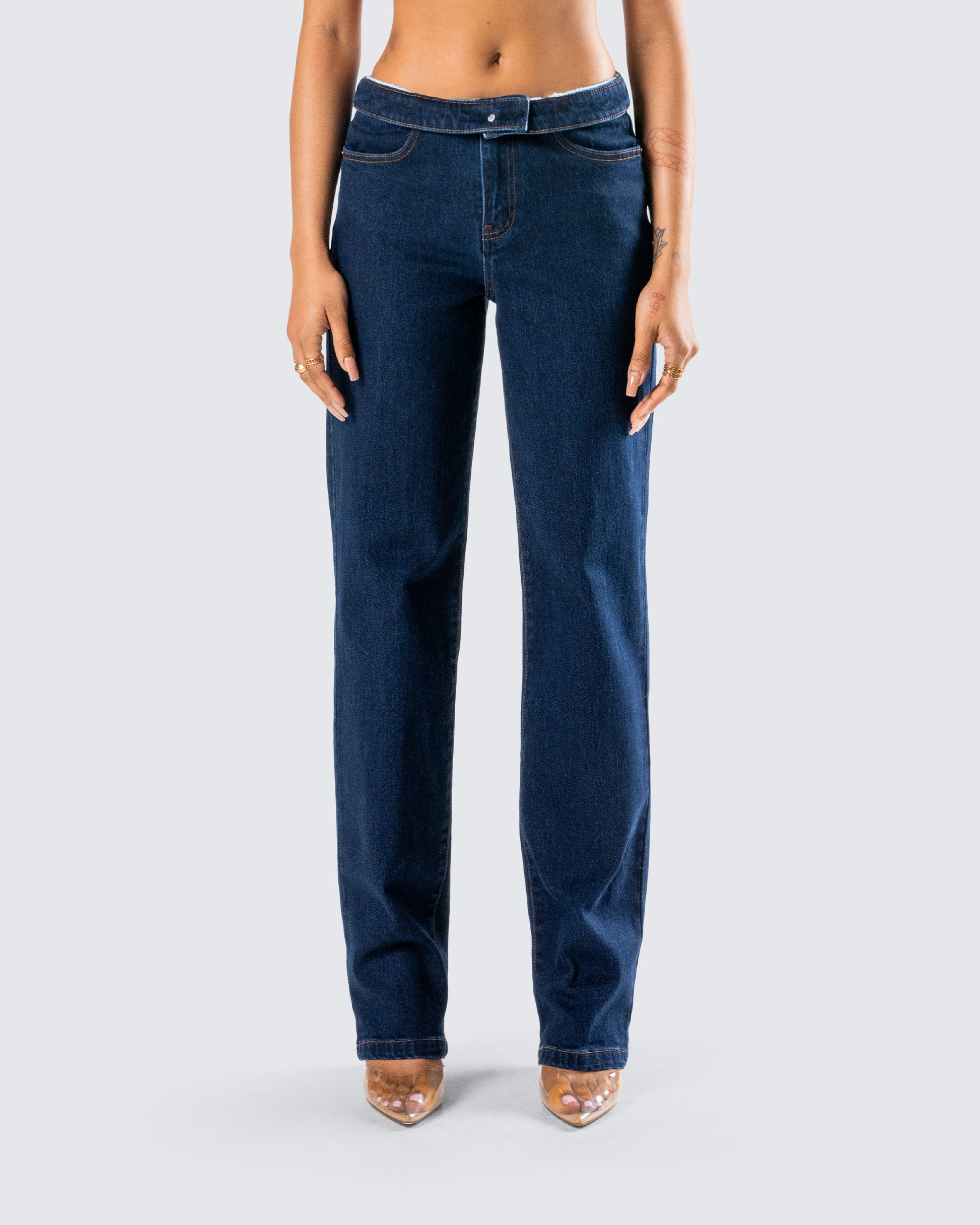 Briar Blue Low Waist Denim Pant model front