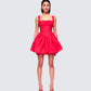 Brit Red Poplin Mini Dress model front