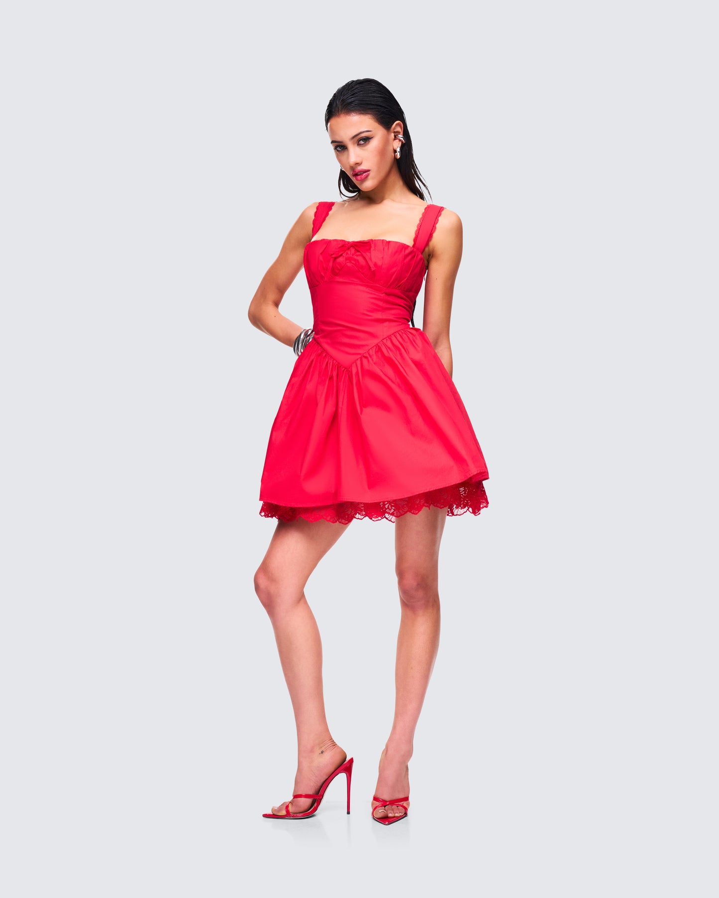 Brit Red Poplin Mini Dress