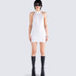 Brittany White Halter Mini Dress model front