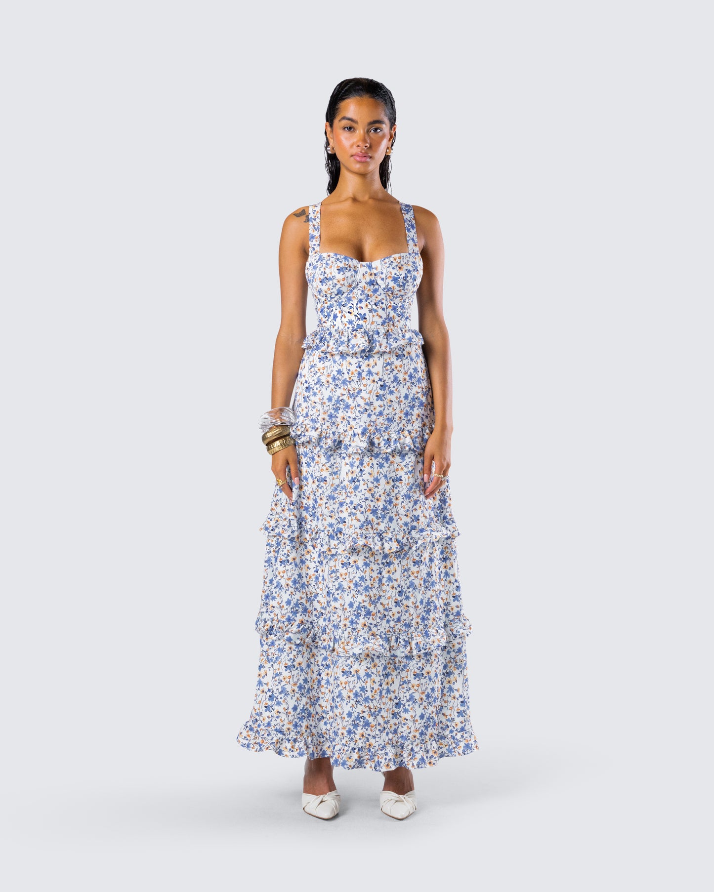Brooklyn Multi Floral Print Dress model front