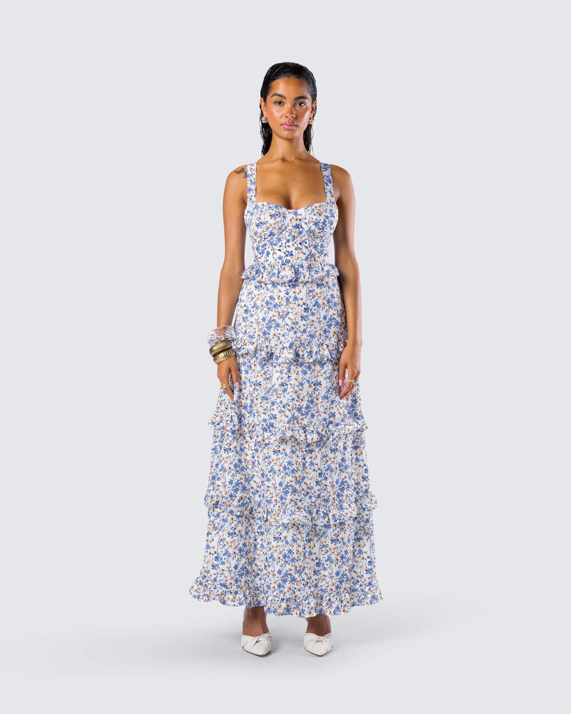 Brooklyn Multi Floral Print Dress model front