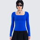 Brynee Blue Long Sleeve Top model front