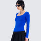 Brynee Blue Long Sleeve Top
