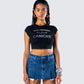 Cambria Black Cancer Graphic Top model front