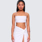 Carly White Beaded Bandeau Top model front