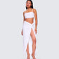 Carly White Beaded Drape Skirt