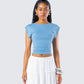 Caroline Blue Backless Top model front