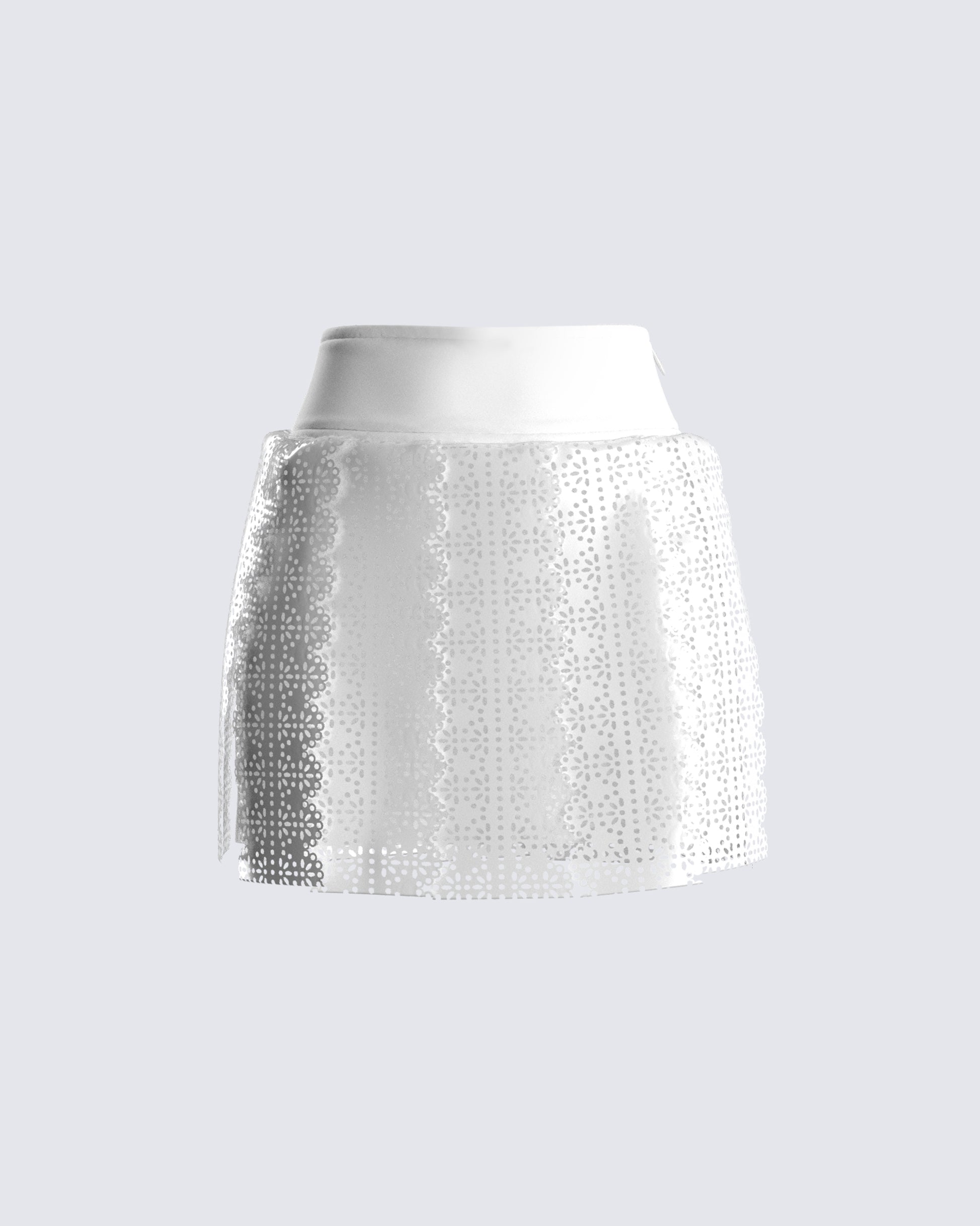 Casey White Vegan Leather Skirt 3d product front