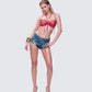 Celestia Red Beaded Bralette Top
