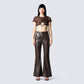 Ceres Brown Peek A Boo Top model front