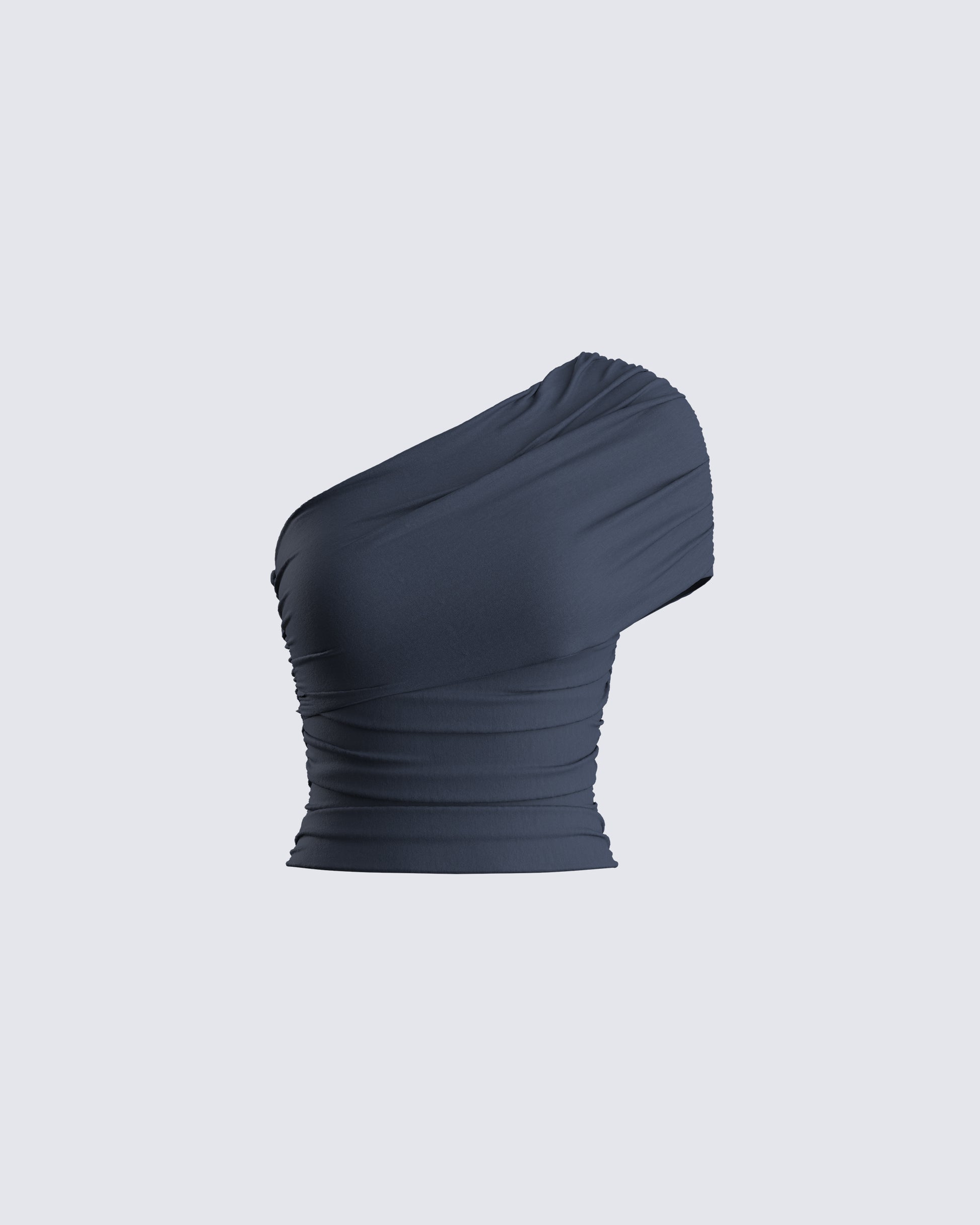 Charlize Navy One Shoulder Top 3d product front
