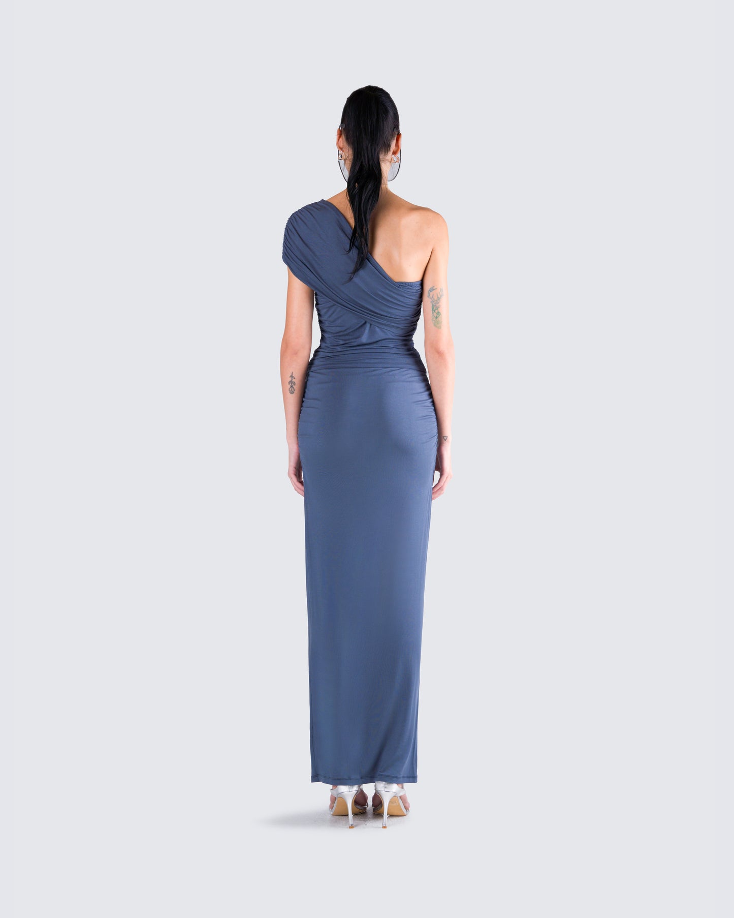 Charlize Navy One Shoulder Top