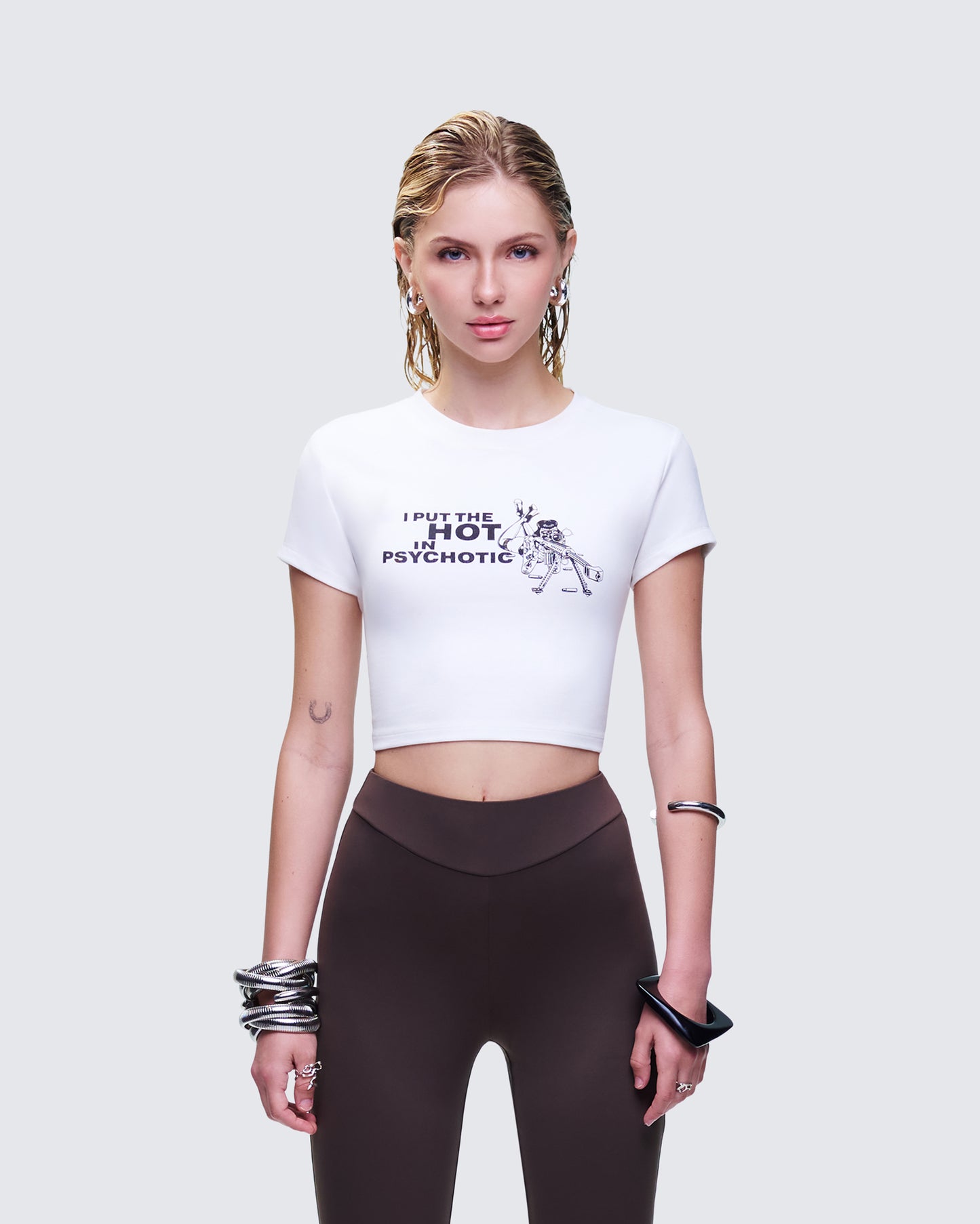 Chaya White Graphic Tee model front