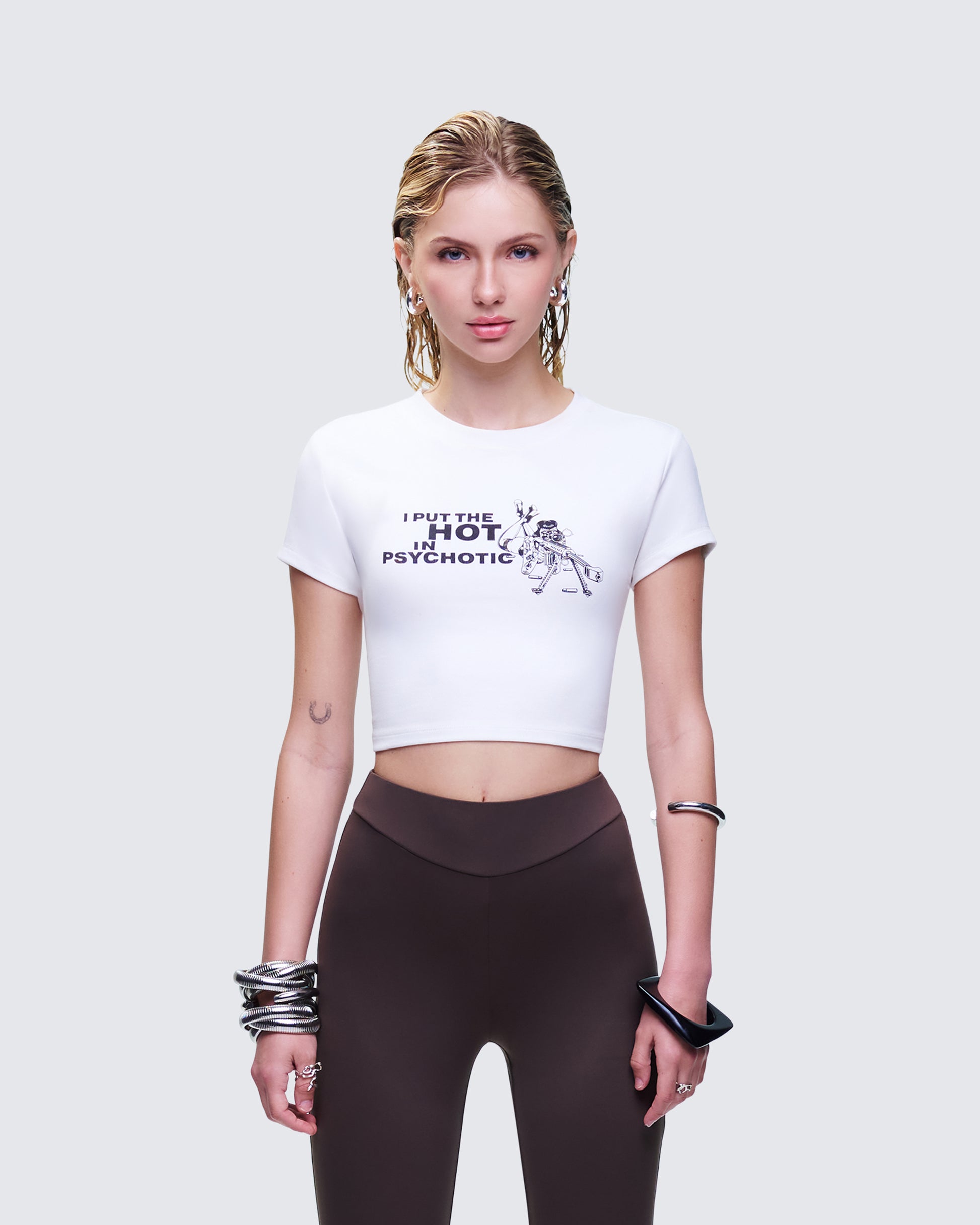 Chaya White Graphic Tee model front
