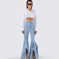 Chloe Frayed Denim Set model front