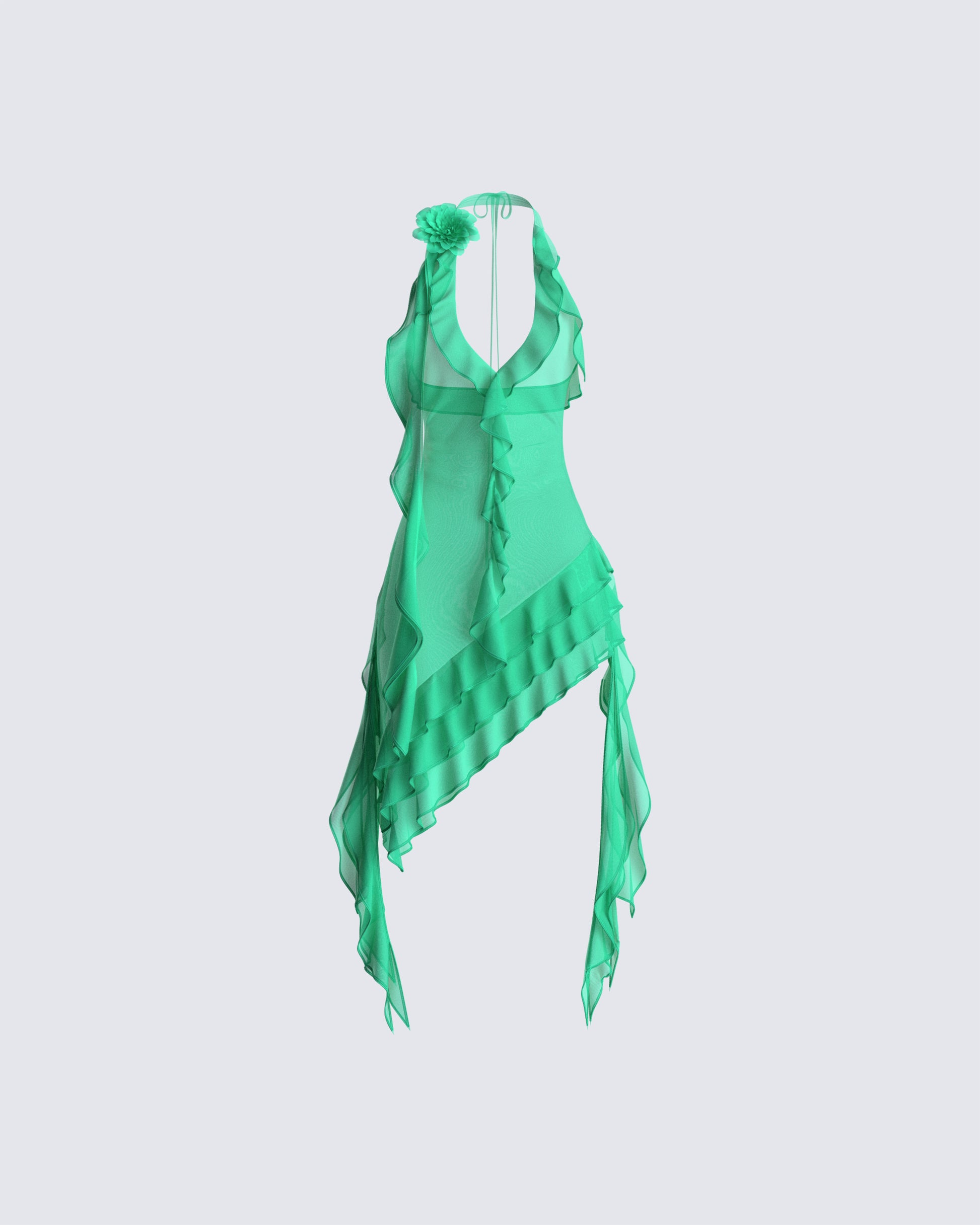 Christine Green Ruffled Mini Dress 3d product front