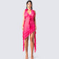 Christine Pink Ruffled Mini Dress model front