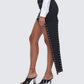 Cia Black Asymmetrical Lace Micro Mini Skirt