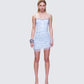 Clarisse Baby Blue Hand Beaded Rhinestone Dress model front