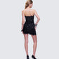 Clarisse Black Hand Beaded Rhinestone Dress