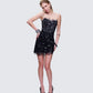 Clarisse Black Hand Beaded Rhinestone Dress