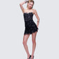 Clarisse Black Hand Beaded Rhinestone Dress