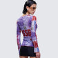 Cleodora Purple Printed Mesh Top