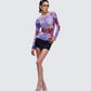 Cleodora Purple Printed Mesh Top