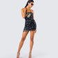 Clover Hand Beaded Rhinestone Black Mini Dress