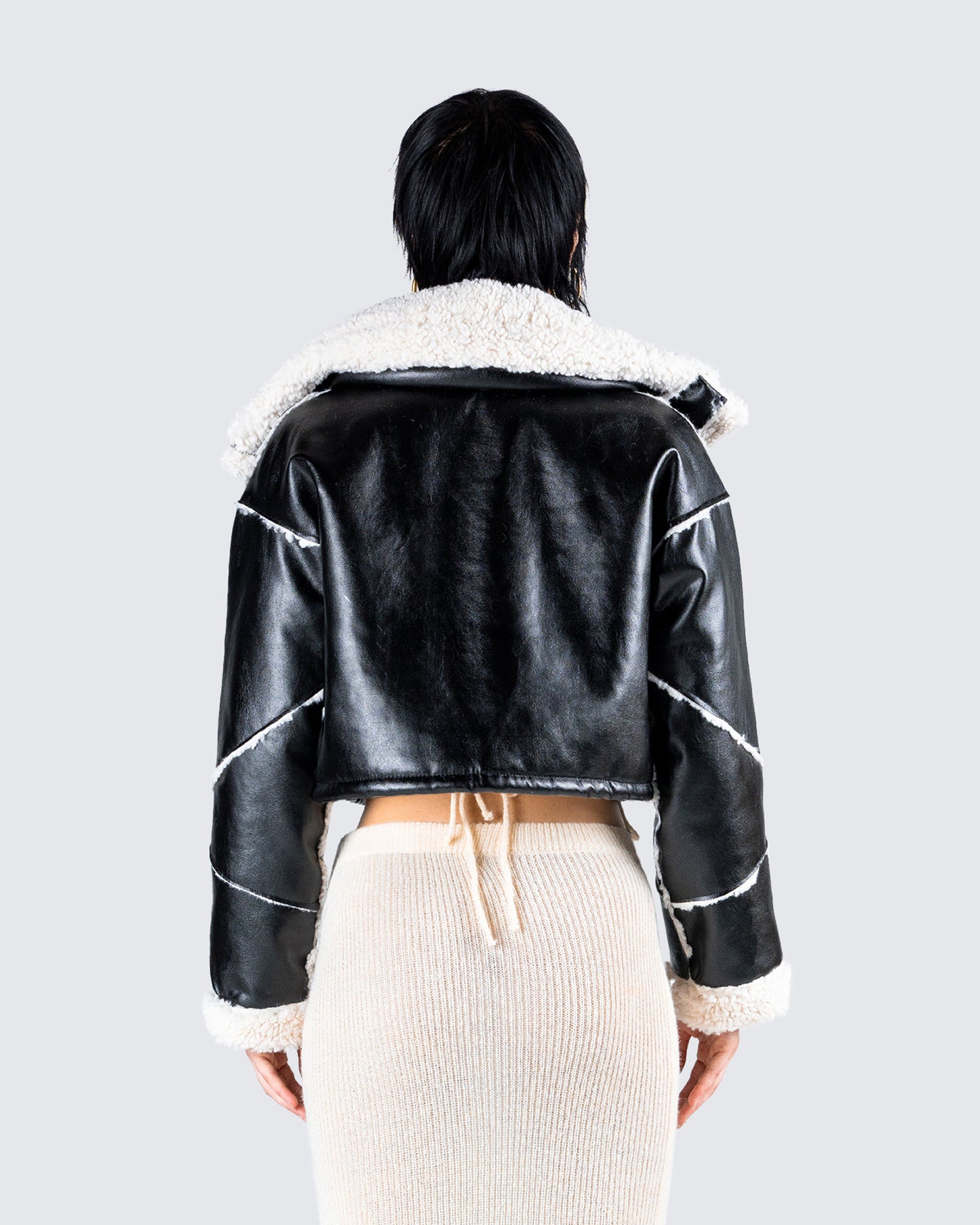 Coralie Black Sherpa Bonded Jacket