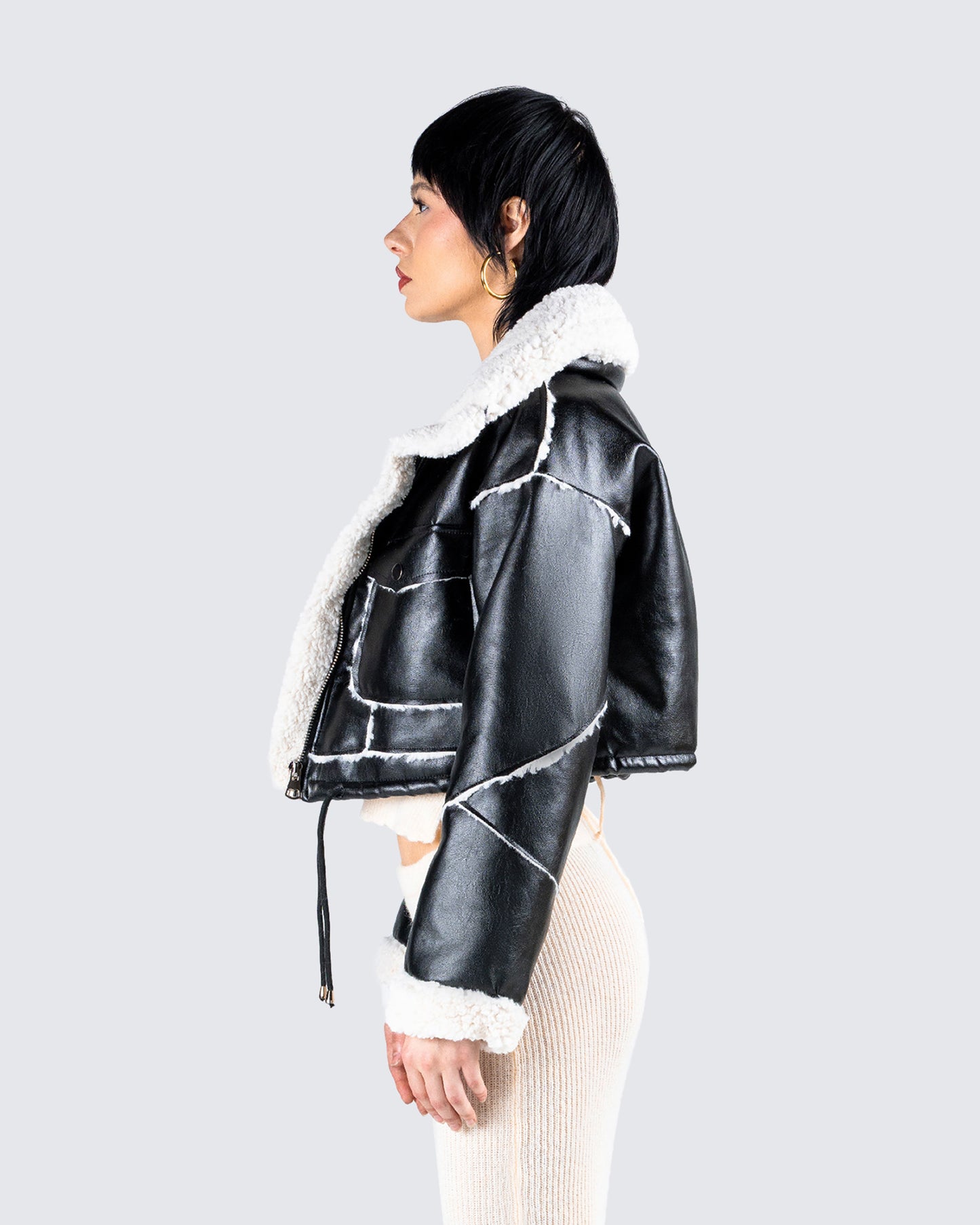 Coralie Black Sherpa Bonded Jacket