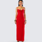 Cordelia Red Rosette Maxi Dress model front