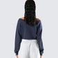 Cory Navy Long Sleeve Crop Top