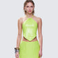 Courtney Yellow Sequin Top model front