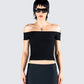 Crissle Black Rib Off Shoulder Top model front