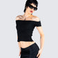 Crissle Black Rib Off Shoulder Top