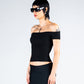 Crissle Black Rib Off Shoulder Top