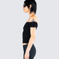 Crissle Black Rib Off Shoulder Top