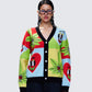 Cyrielle Multi Pop Art Sweater Knit Cardigan model front