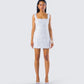 Dallas White Petal Mini Dress model front
