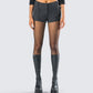 Damla Black Pinstriped Shorts model front