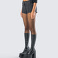 Damla Black Pinstriped Shorts